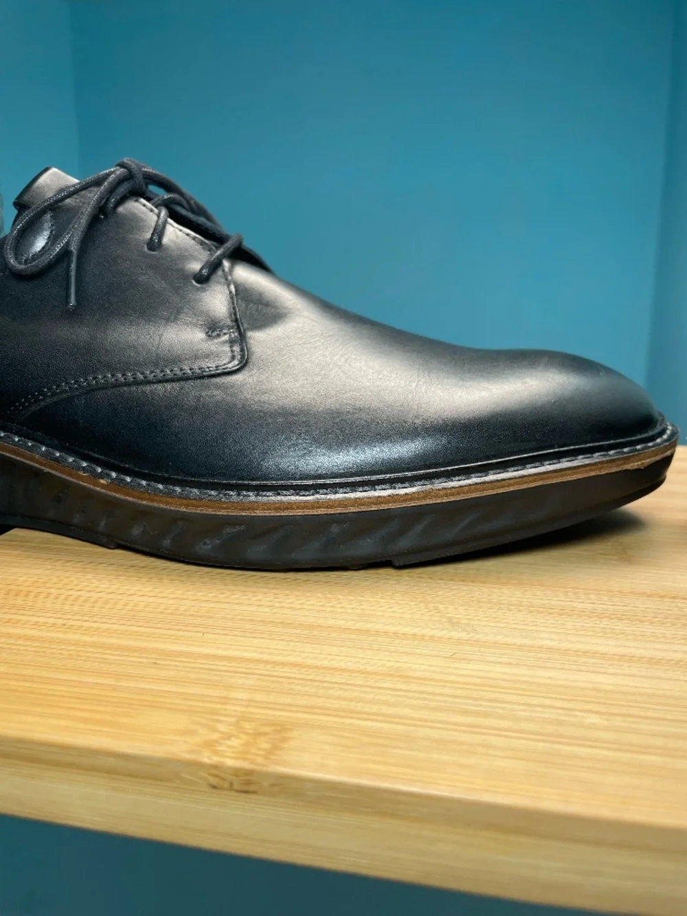 Ecco ST.1 Hybrid Derby Leather Shoes Black EU 46 Men's US 12 12.5 Lace Up EUC!